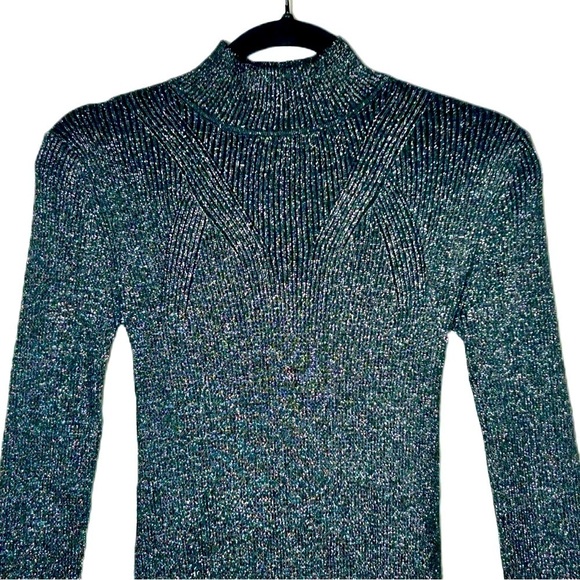 NWT Revolve Steve Madden Nadina Metallic LS Sweater Dress in Black & Silver, S - Picture 7 of 15